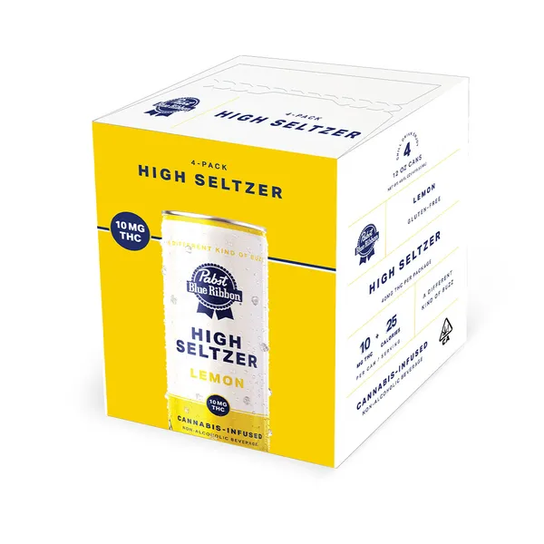 Photograph of product: Pabst Blue Ribbon High Seltzer Lemon Beverage 4pk 40mg 48oz