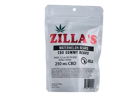 Photograph of product: Zilla's | Watermelon Bears | 250MG CBD Gummies |