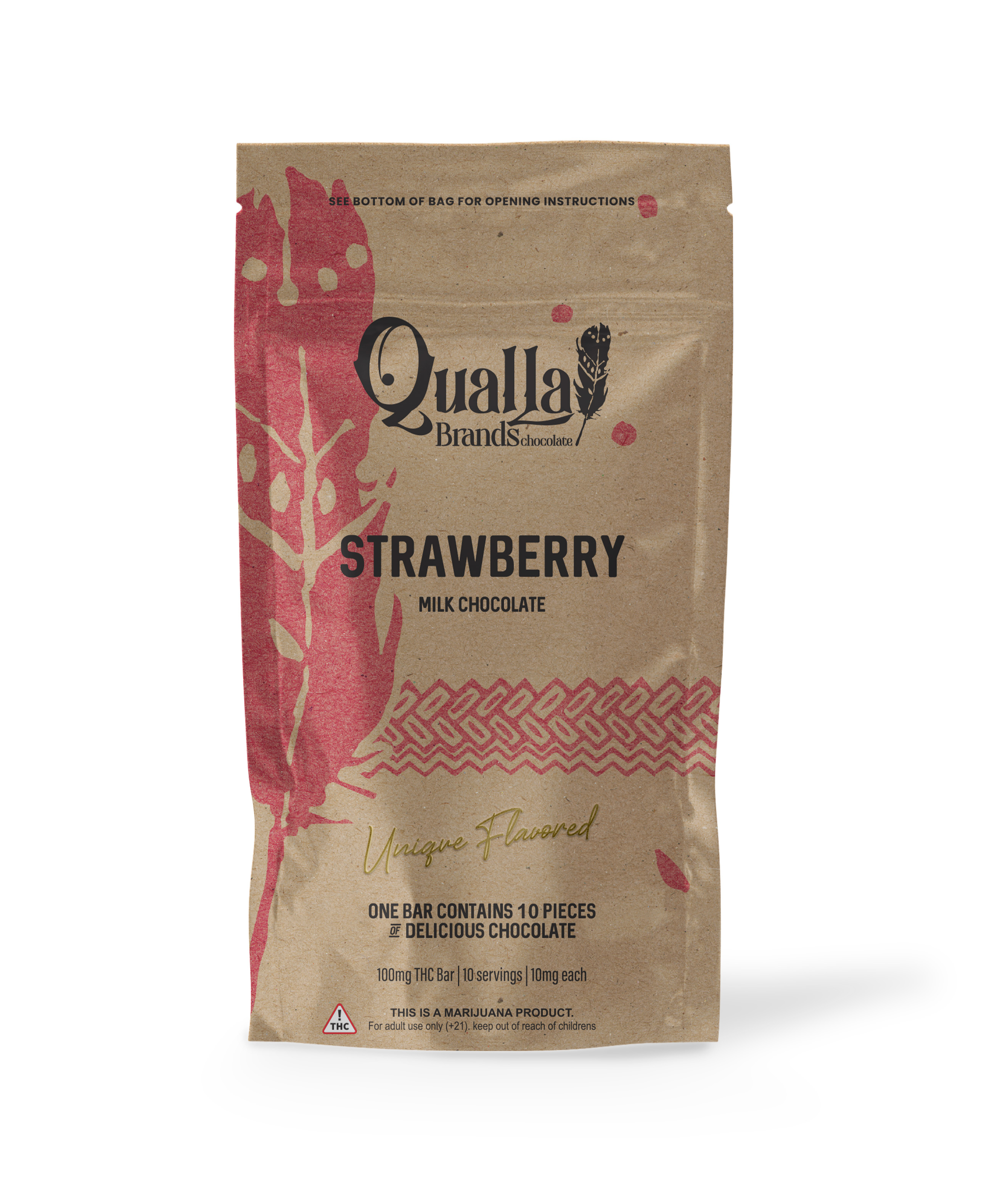 Photograph of product: Qualla Brands  | Strawberry, Milk | Chocolate 100 mg [#213]
