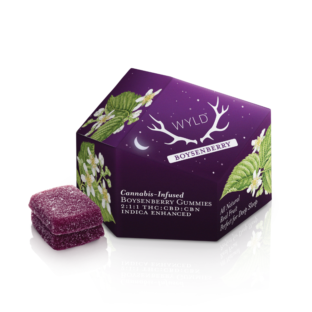 Photograph of product: WYLD 2:1:1 | 200mg TH-oui 100mg CBD 100mg CBN | Boysenberry - Oui'd