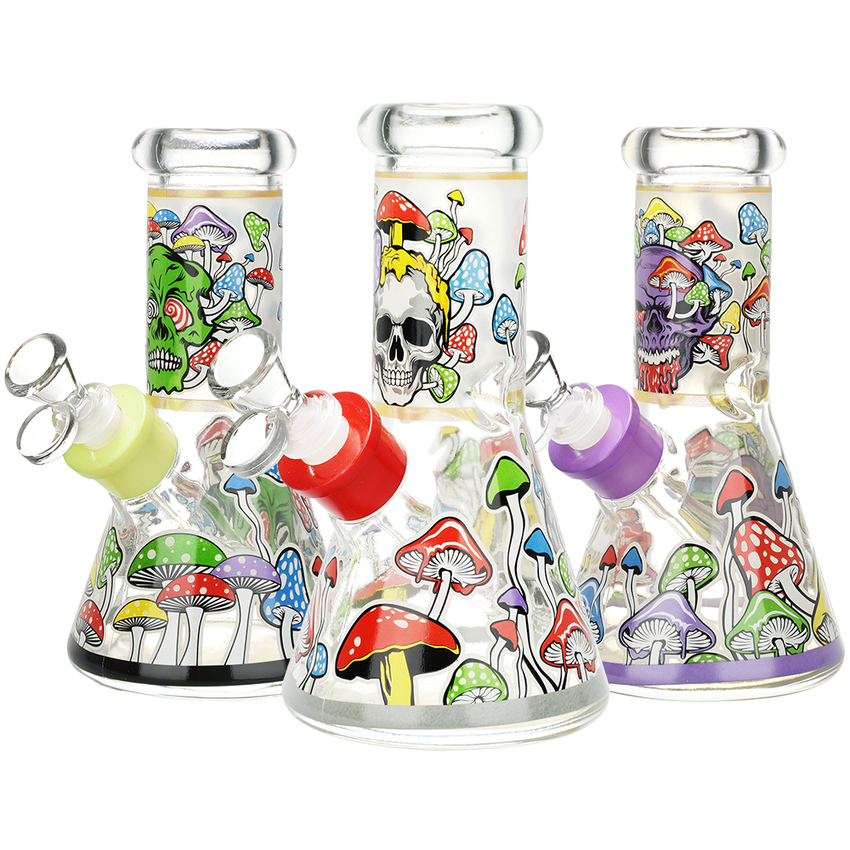 Photograph of product: Monstrous Mushroom Mashup Glow Glass Beaker Water Pipe | 8" | 14mm F