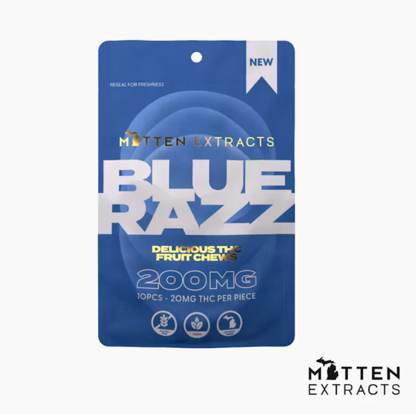 Photograph of product: Mitten Extracts - Gummies - 200mg - Blue Raz