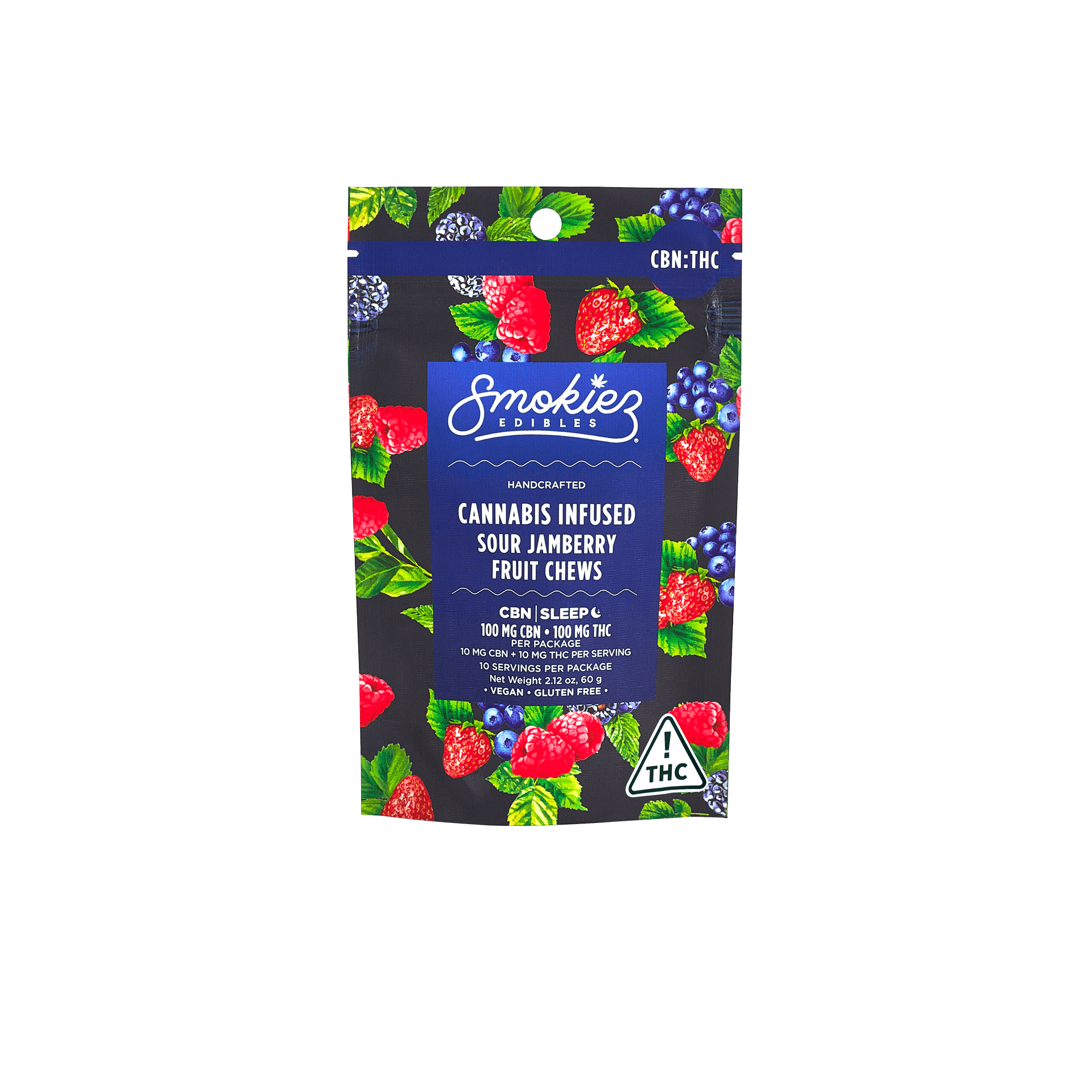 Photograph of product: Sour Jamberry Fruit Chews | 1:1 TH-oui:CBN | Gummies 10-pack