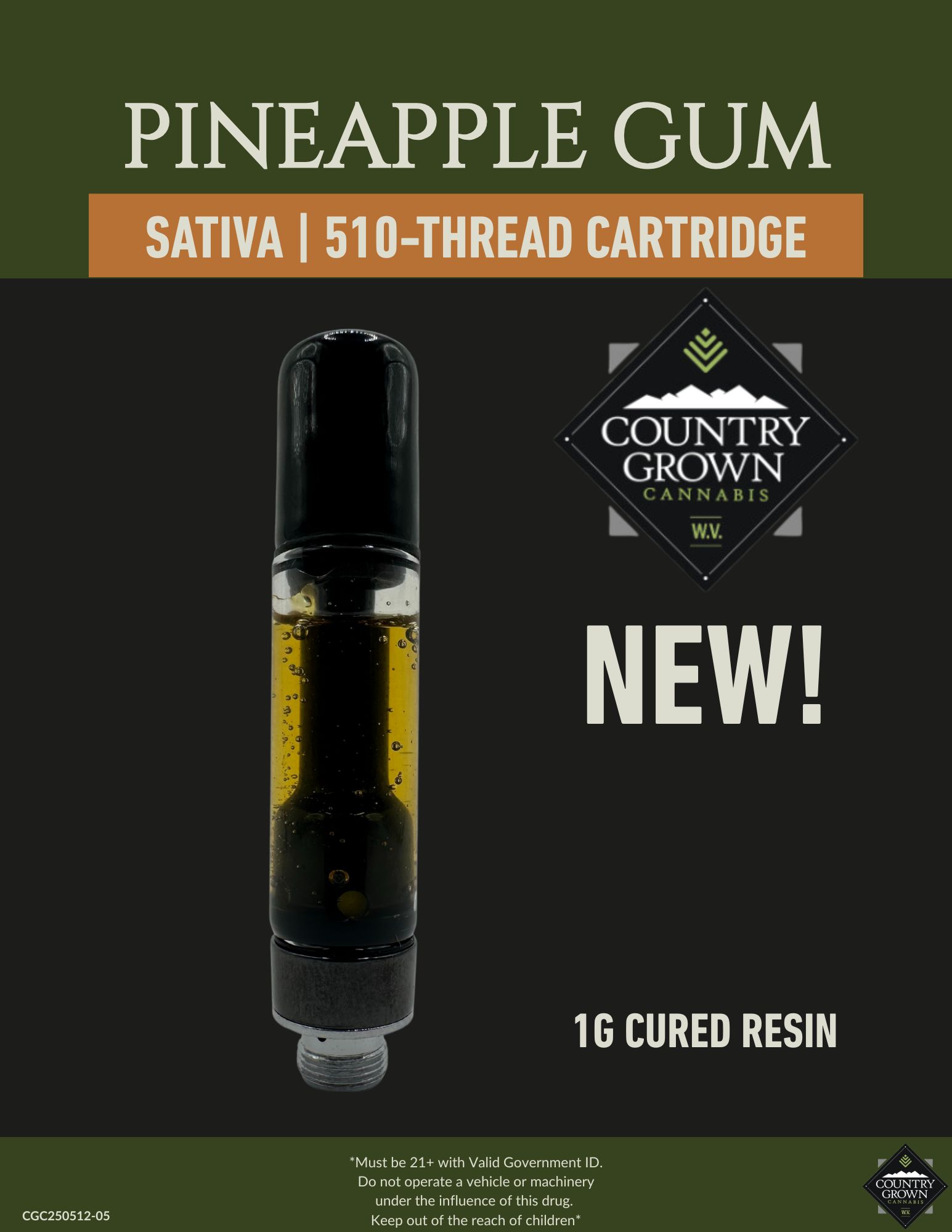 Photograph of product: Pineapple Gum Cured Resin Vape