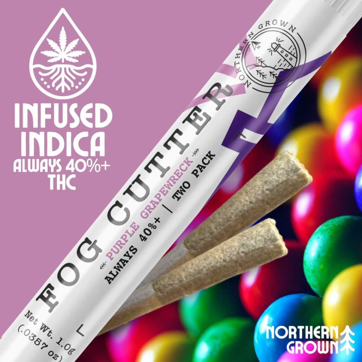 Photograph of product: Purple Grape Wreck Distillate Infused | Pre Rolls 2pk