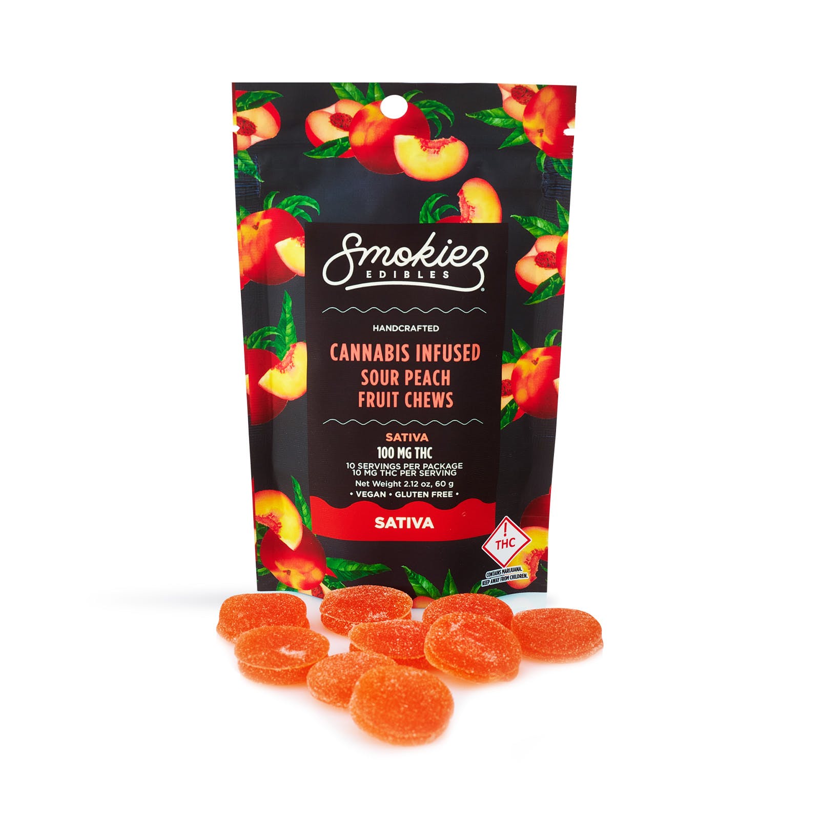Photograph of product: Infused Peach Chews (10mg/100mg) (Smokiez)