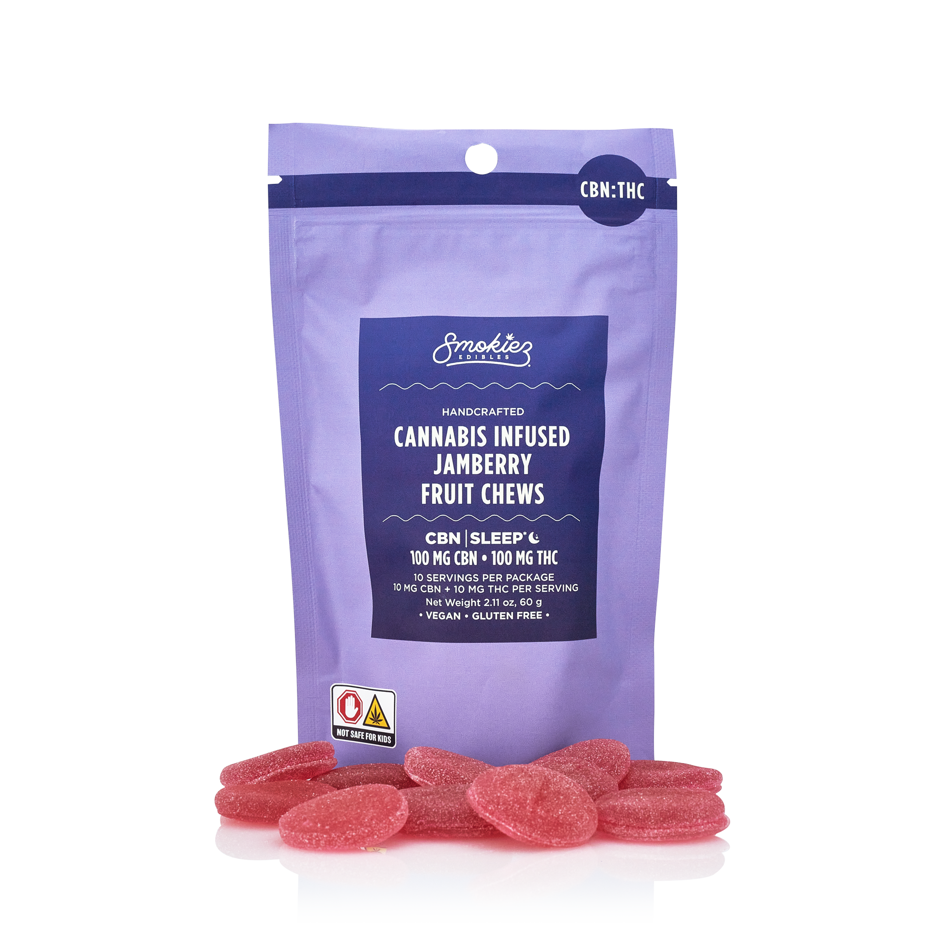 Photograph of product: Smokiez - Sweet Jamberry CBN:TH-oui Fruit Chews - 100mg (10pcs)