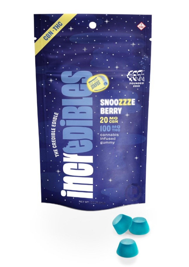 Photograph of product: Snoozzzeberry 1:5 CBN:TH-oui Gummies ~6mg 20pk (~120mg)