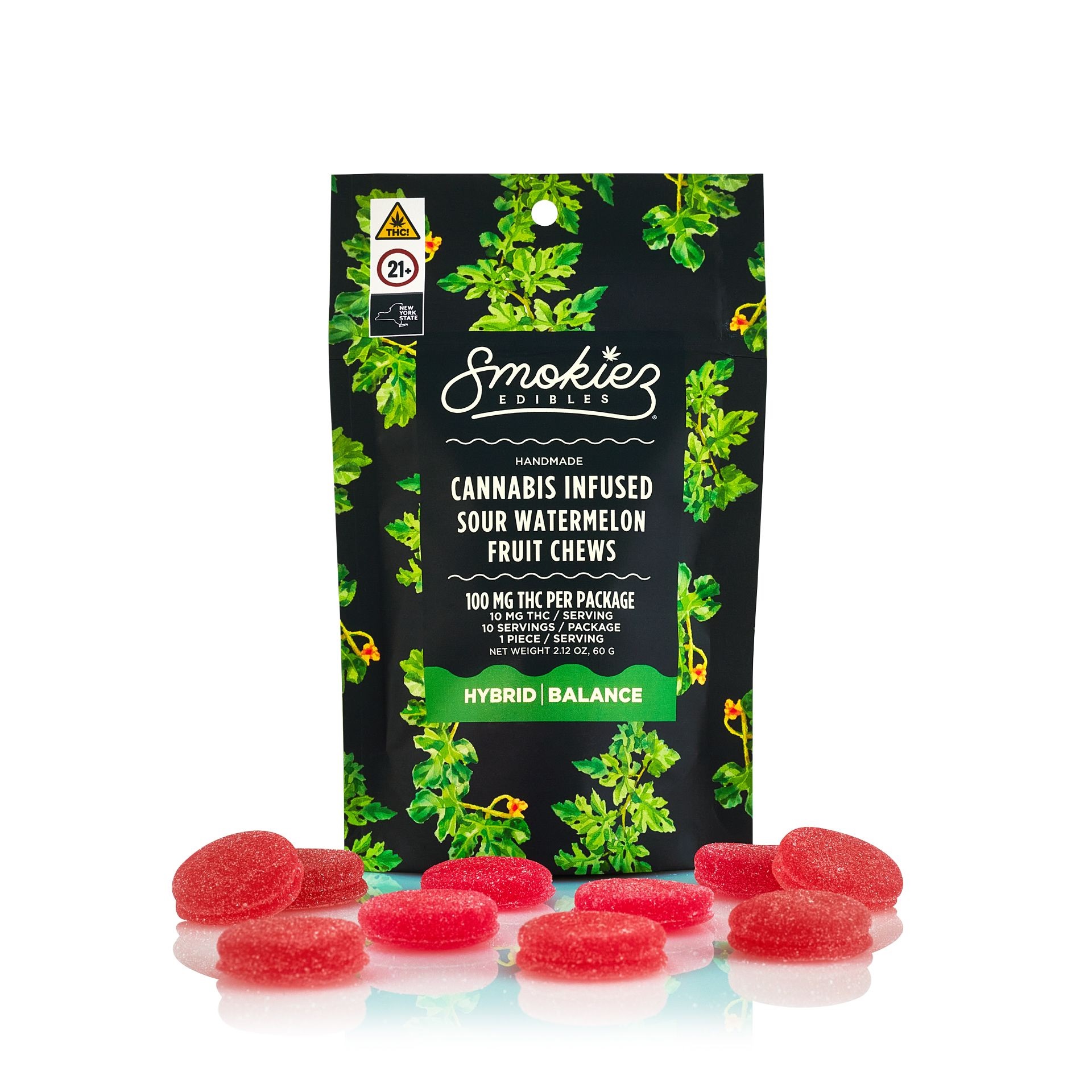 Photograph of product: Smokiez Sour Watermelon Hybrid Gummies 10mg x 10-Pack
