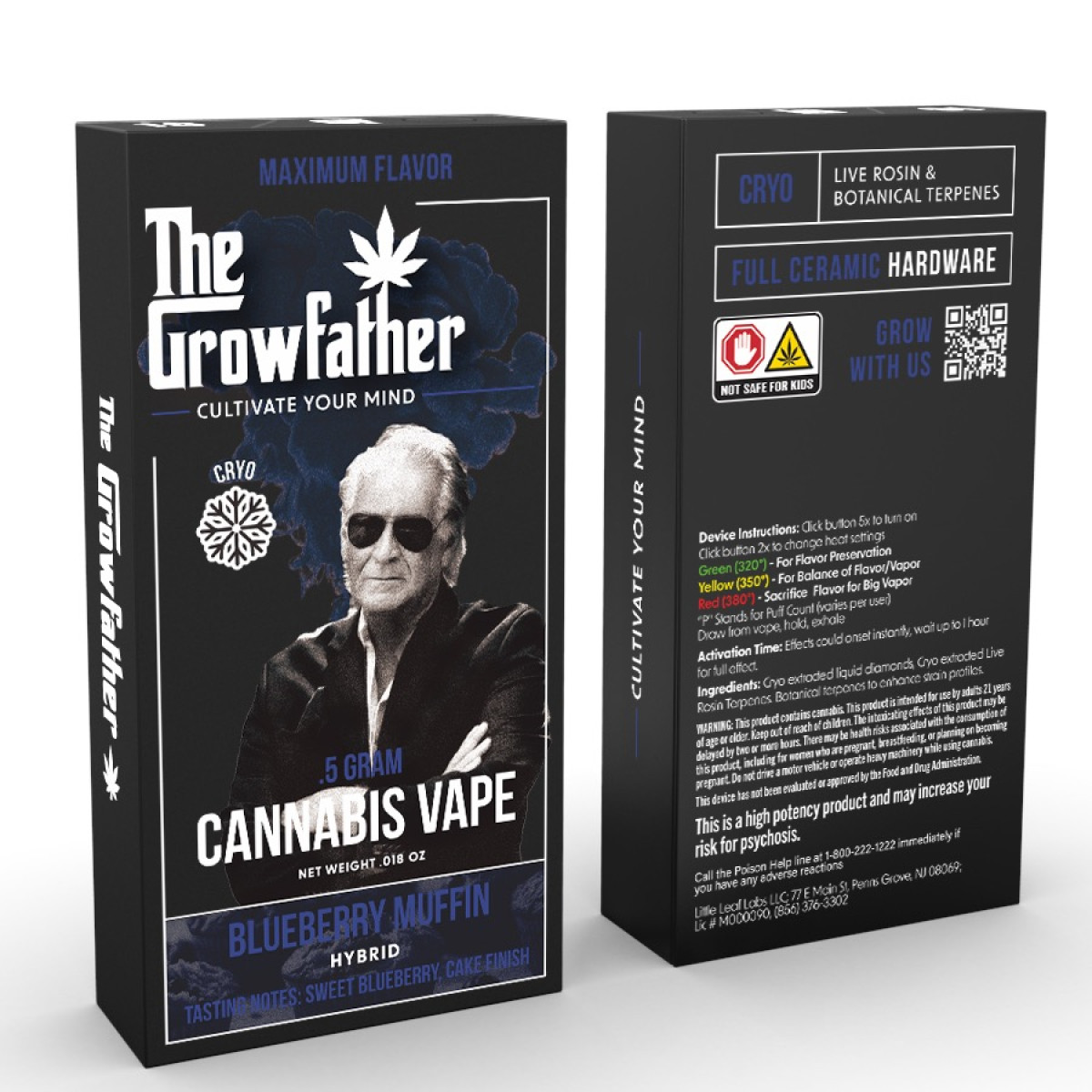 Photograph of product: The Growfather - Blueberry Muffin | Cryo Liquid Diamond - 0.5g Disposable Vape