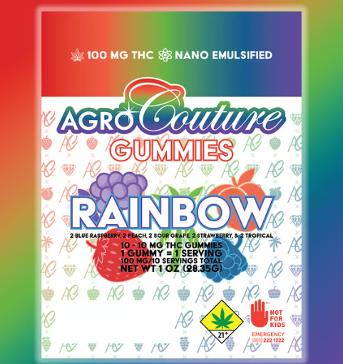 Photograph of product: Rainbow (Variety Pack) Gummies 100mg 10pk Agro Couture W1-79