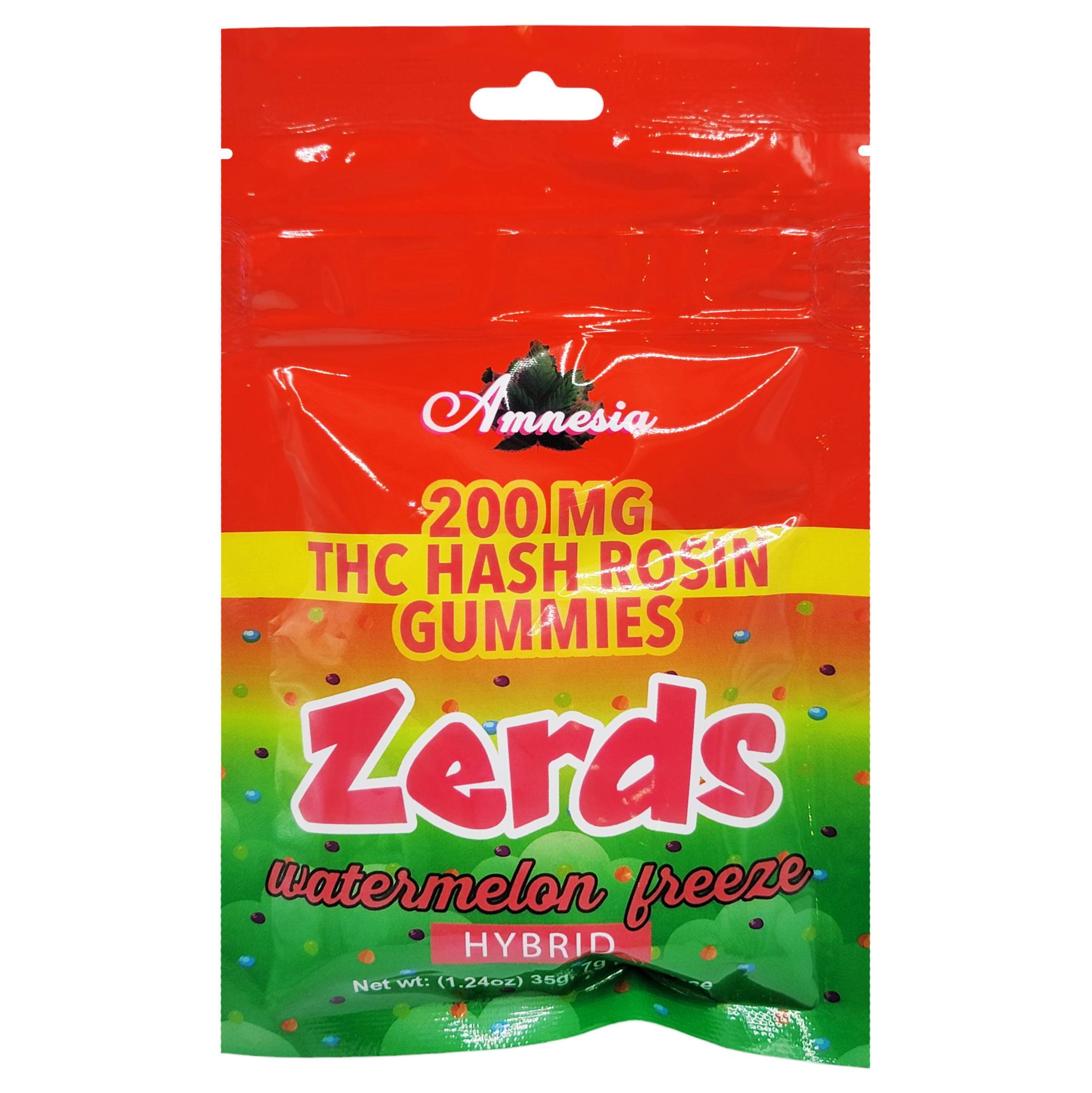 Photograph of product: Amnesia Zerds Watermelon Freeze au chocolat Rosin Single Gummy 200mg Rec