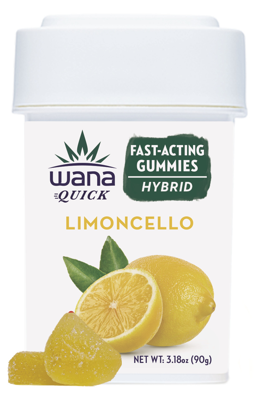 Photograph of product: Wana Fast Acting 100mg (H) Limoncello Gummies
