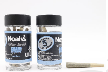 Photograph of Product: Noah's Premium BOGO Infused 5pk Prerolls 5g Blue Poison