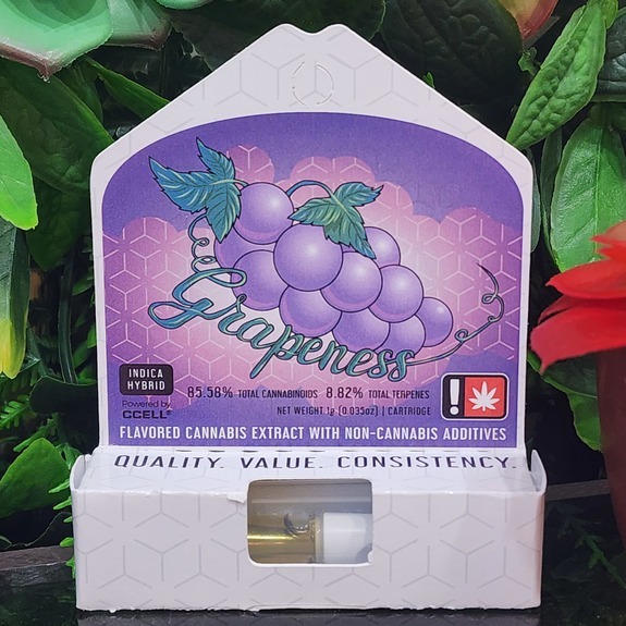 Photograph of product: Grapeness - 1g Natural Terp Blend Cart - White Label