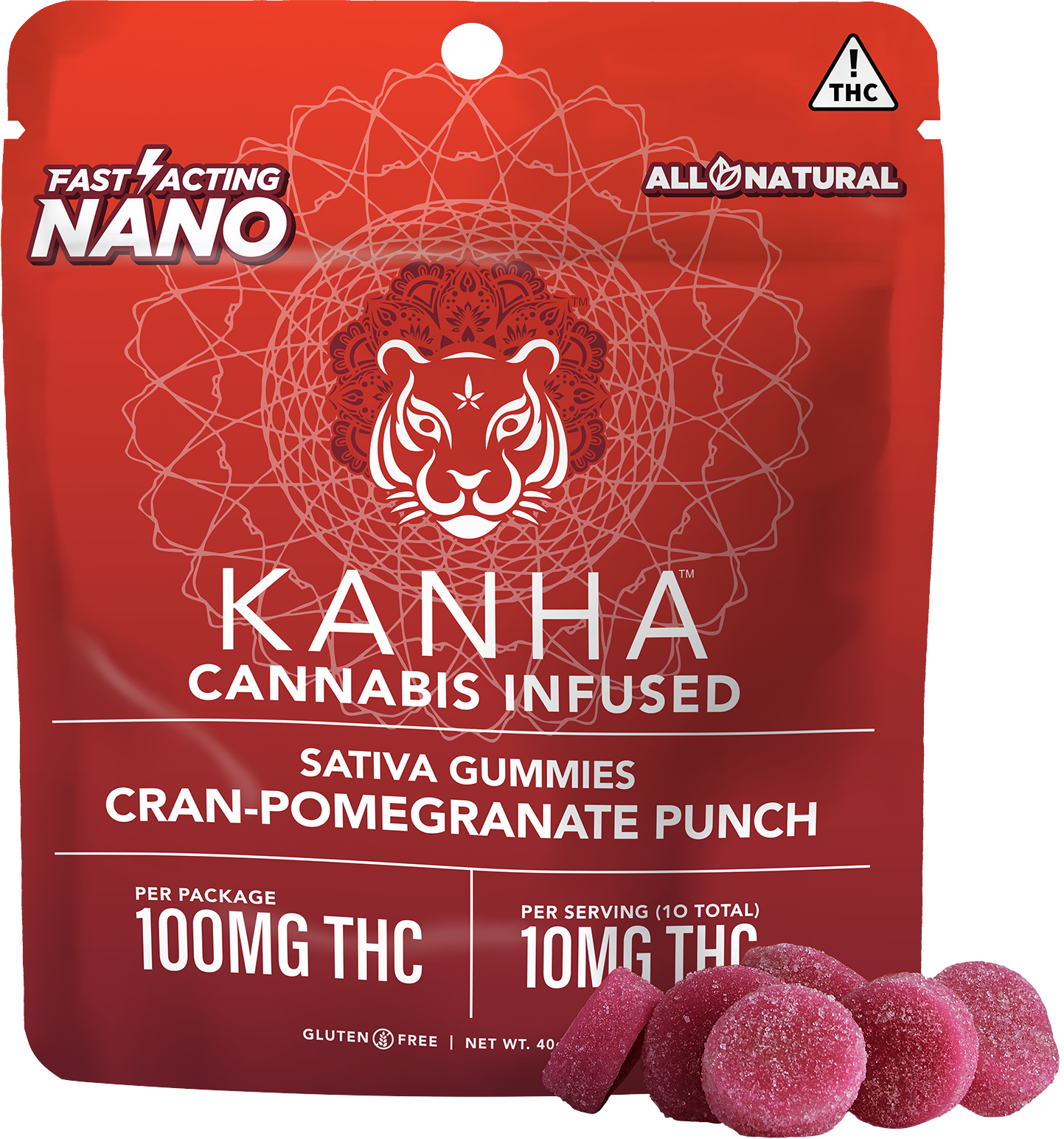 Photograph of product: Kanha Nano Cran Pomegranate (S) Gummies 10mg 10pk
