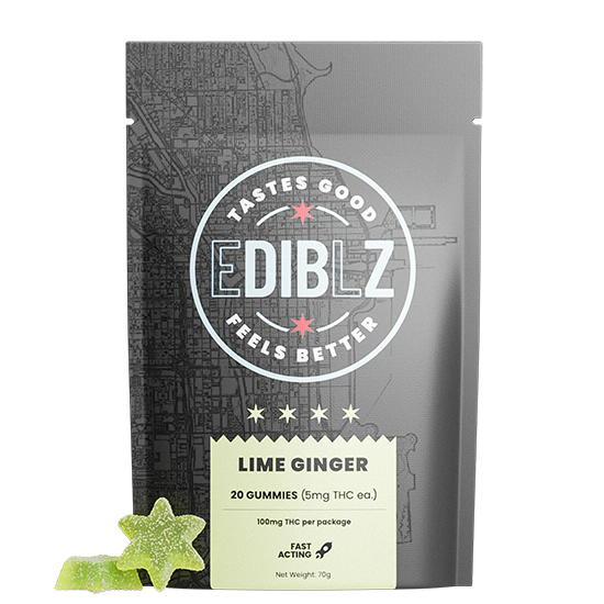 Photograph of product: LIME GINGER FAST ACTING GUMMIES | 20PK | 100MG