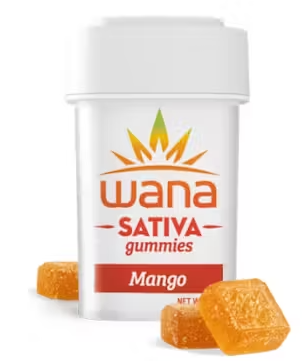 Photograph of product: Wana Sativa Gummies Mango 00263 (20pk)