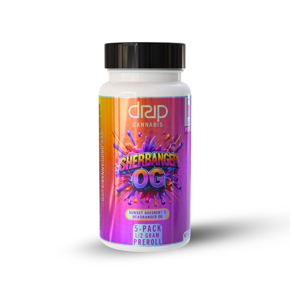 Photograph of product: Drip - Prerolls 5pk - Sherbanger OG (I) (2.5g)