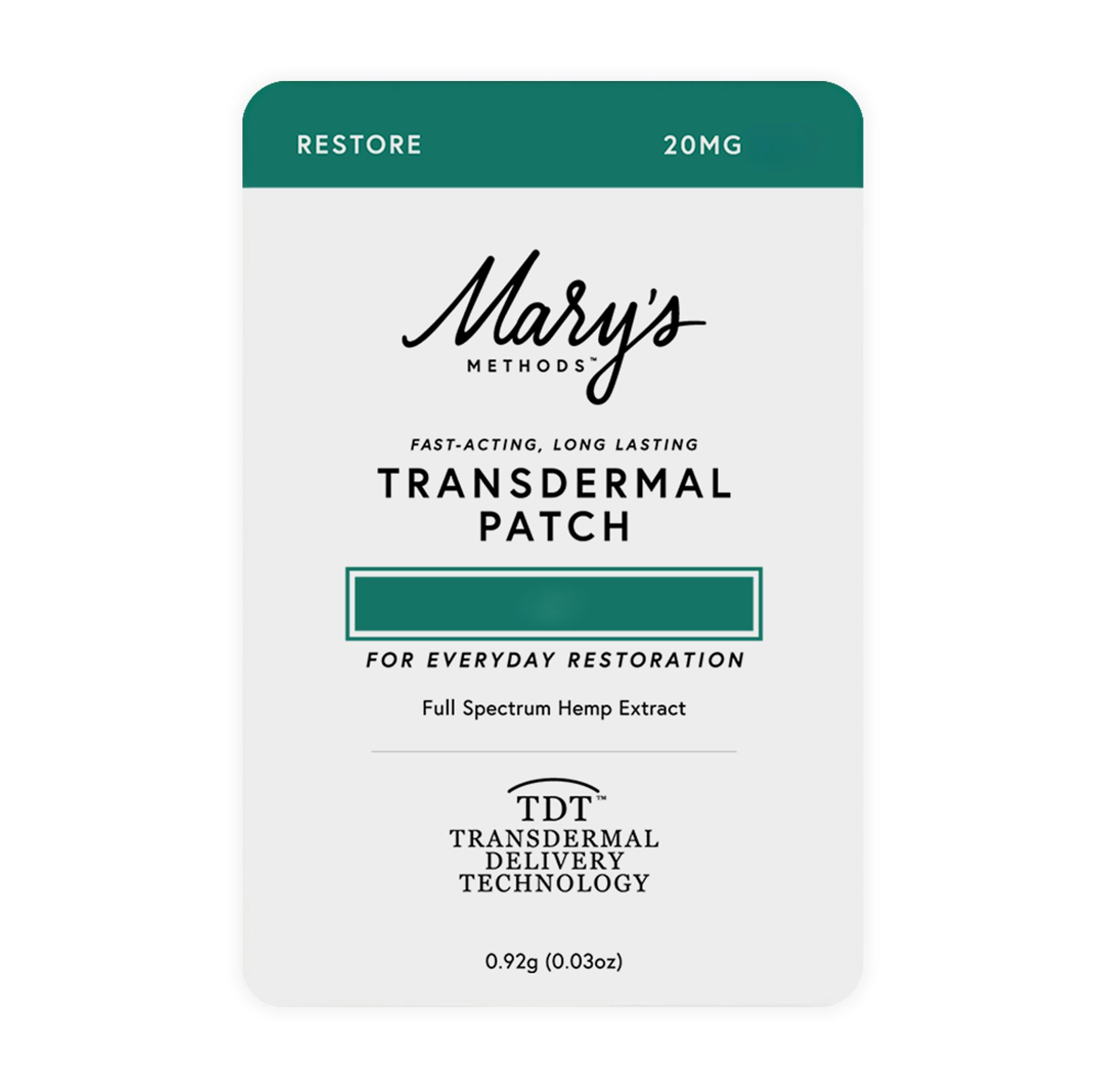 Photograph of product: RESTORE TRANSDERMAL PATCH [20MG CBD]