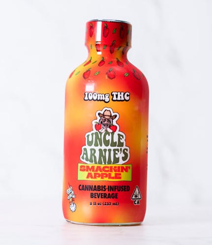 Photograph of product: UNCLE ARNIE'S BEVERAGE 8OZ SMACKING APPLE 100MG TH-oui