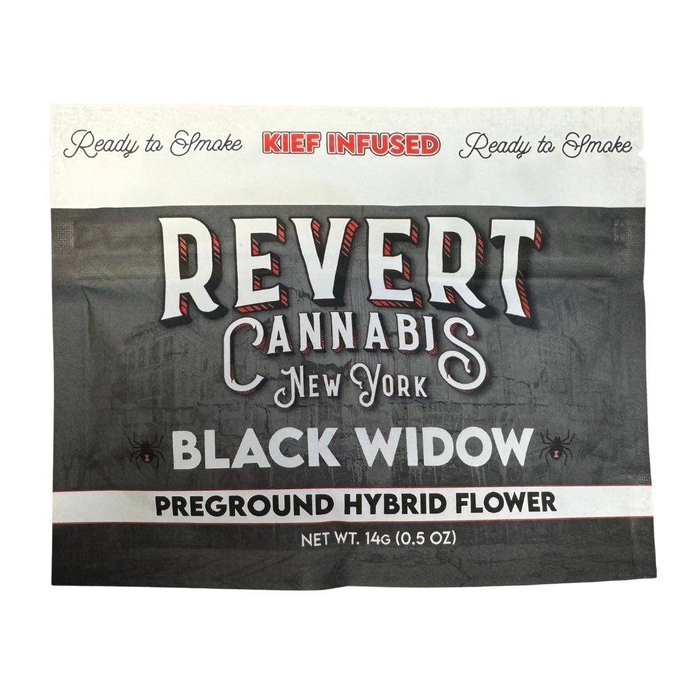 Photograph of product: Black Widow | Kief Infused Ground Flower - 14g