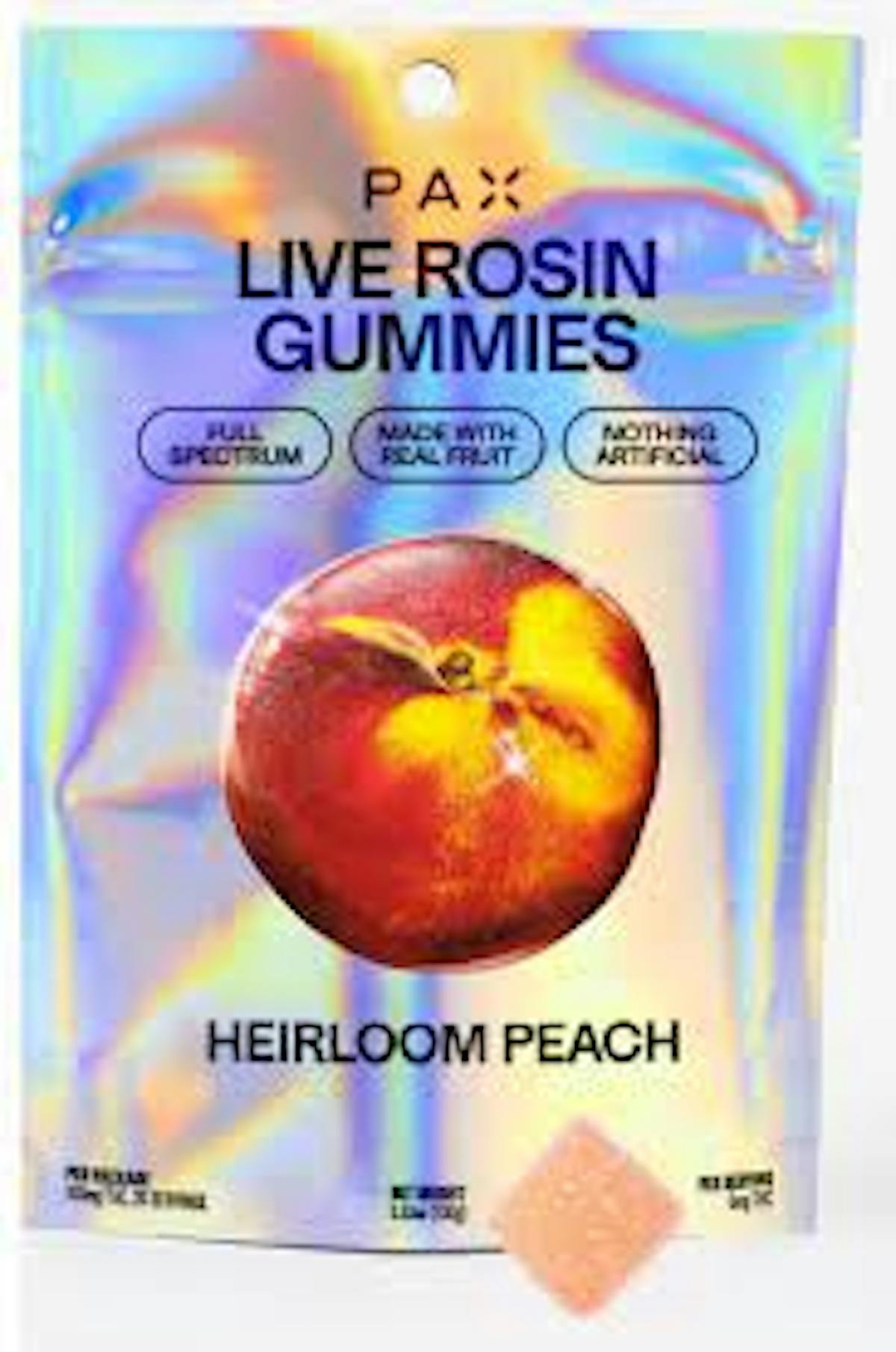 Photograph of product: PAX | 100mg Live Rosin Gummies | Heirloom Peach