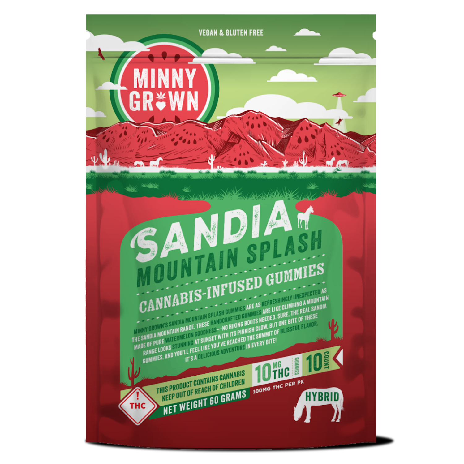 Photograph of product: Sandia Mountain Splash Watermelon 10ct Gummies (TH-oui) by Minny Grown