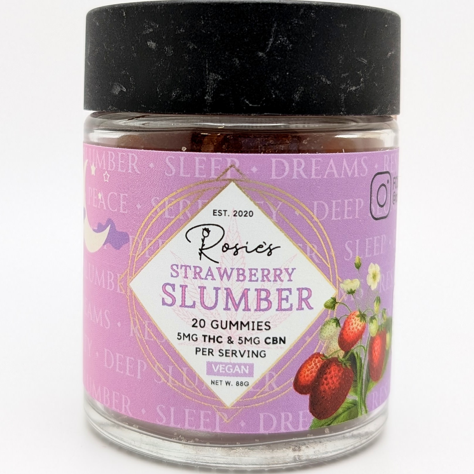 Photograph of Product: Strawberry Slumber Gummies 1:1 THC:CBN 100mg