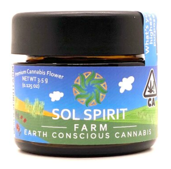 Photograph of product: Sol Spirit | Sour Diesel | Sungrown Flower | 1/8oz - 3.5g