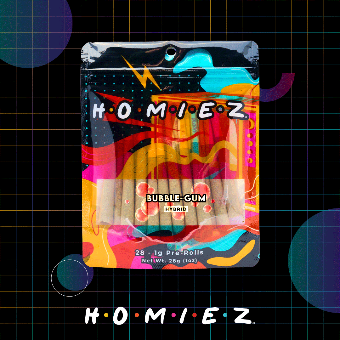 Photograph of product: Homiez - Bubble-Gum 28PK 1G Pre-Roll