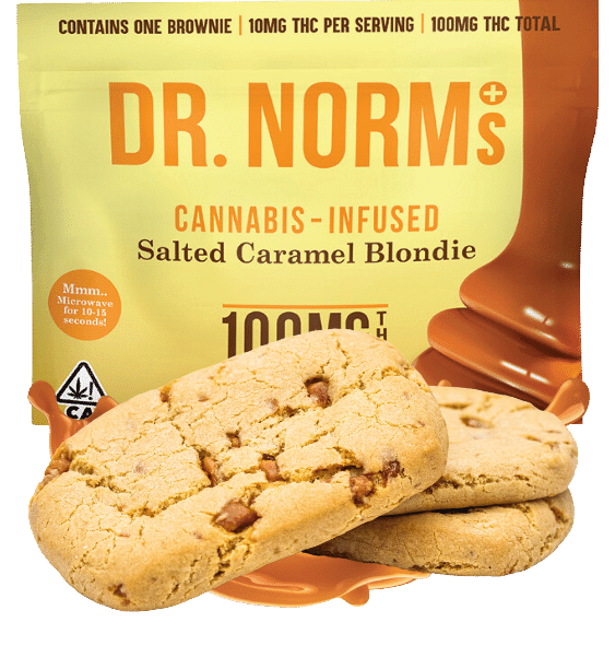 Photograph of product: DR. NORM'S 100MG SALTED CARAMEL BLONDIE