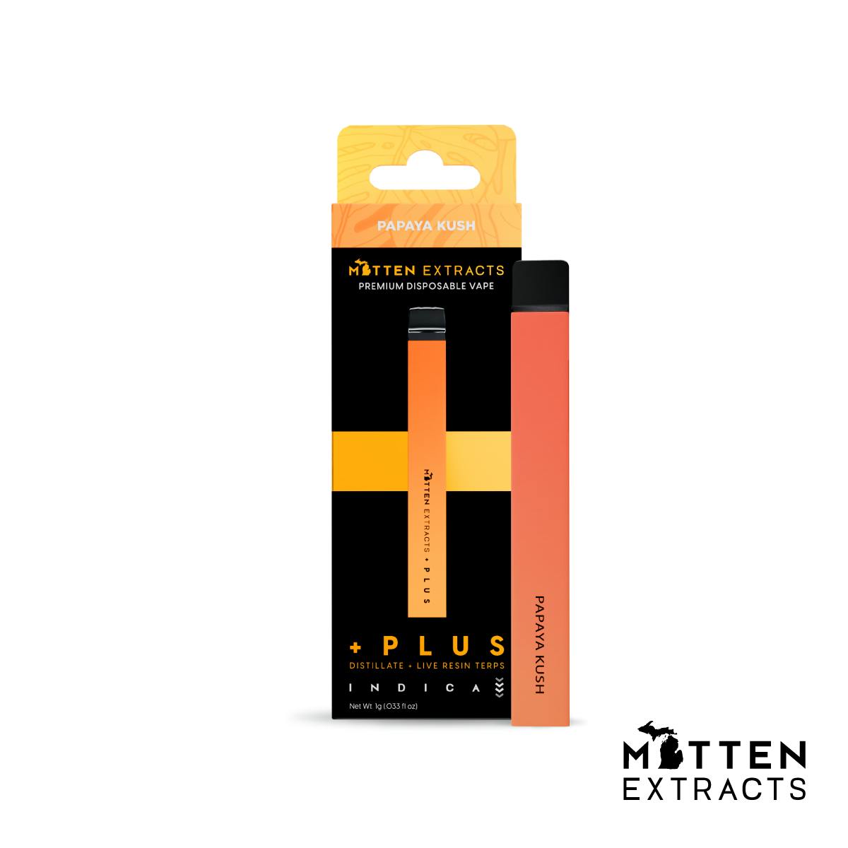 Photograph of product: Mitten Extracts Disposable | Papaya Kush - Oui'd