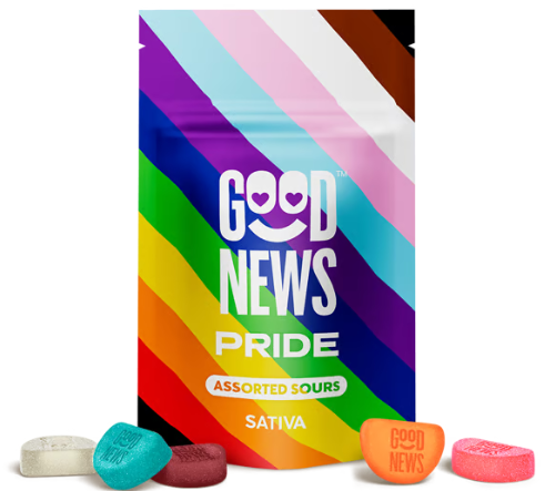 Photograph of product: Good News - Gummies - Pride Assorted Sours 10ct (100mg)