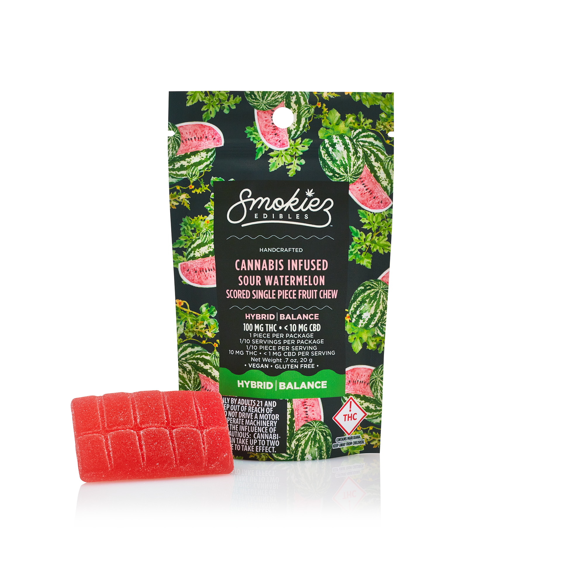 Photograph of product: Smokiez | Sour Watermelon Single Gummy | 100mg