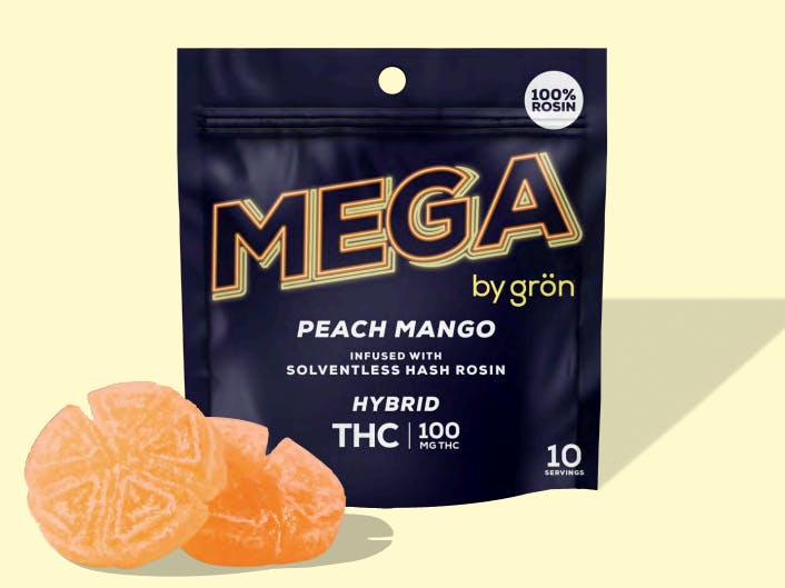 Photograph of product: ROSIN MEGA PEARL - PEACH MANGO (2 PIECES) 100MG