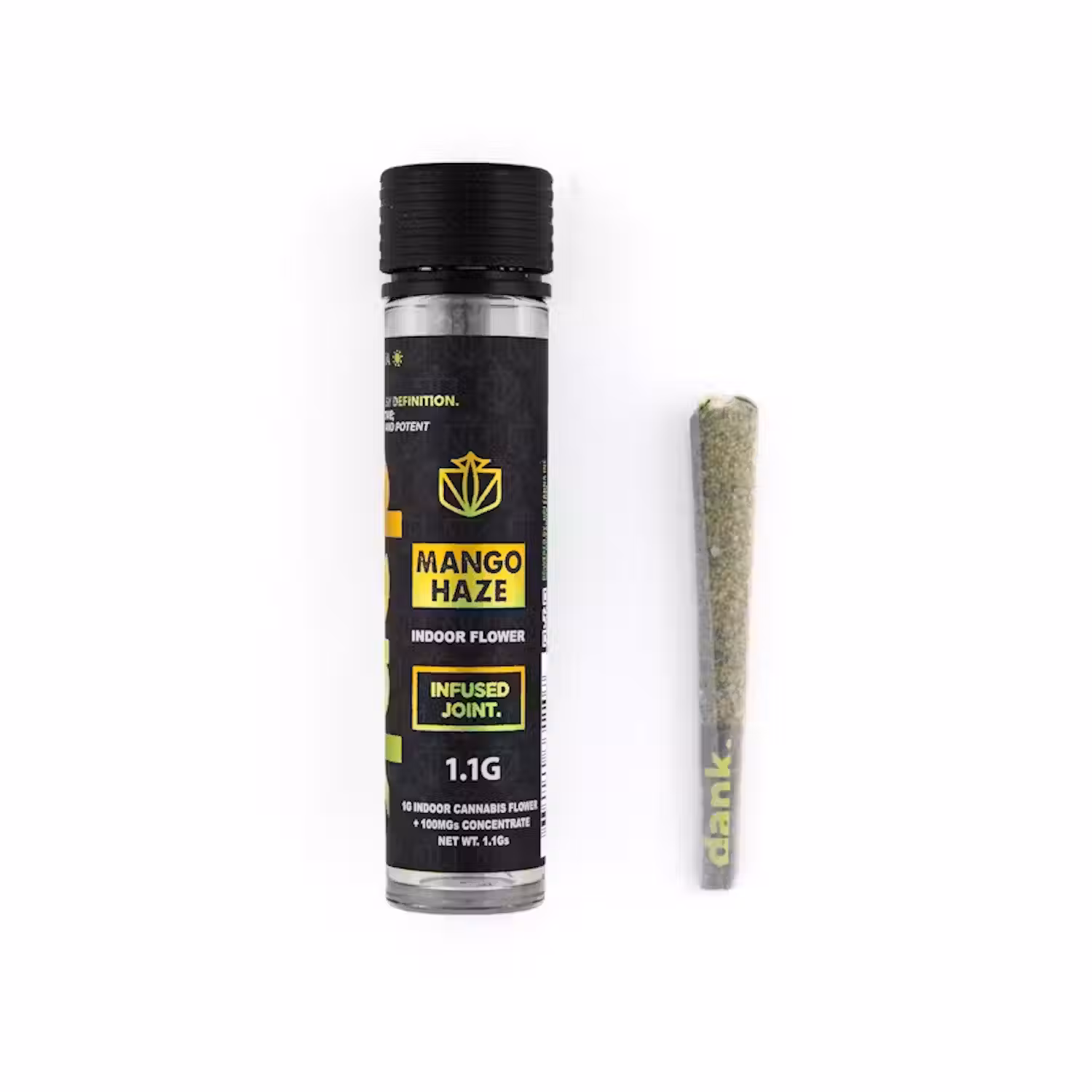 Photograph of product: Dank | Mango Haze | Infused Pre-Roll | 1.1g | Oui'd