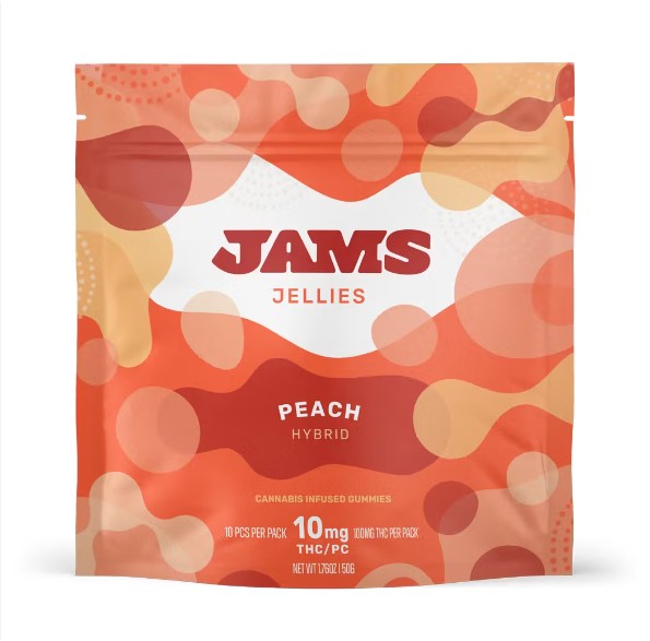 Photograph of product: JAMS. | Peach (H) | 10mg x 10ct Jellies