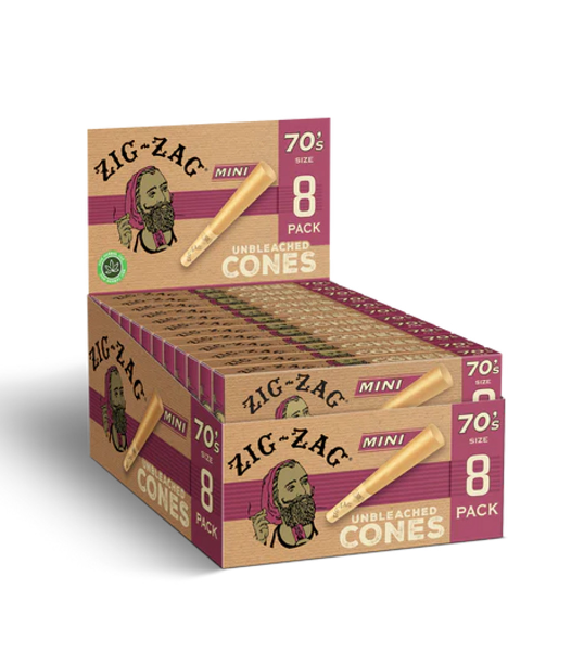 Photograph of product: Zig Zag Unbleached Cones Mini 70mm 8pk