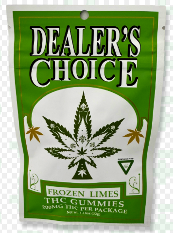 Photograph of product: Dealers Choice - Frozen Limes - 200mg Gummies (4x50mg)