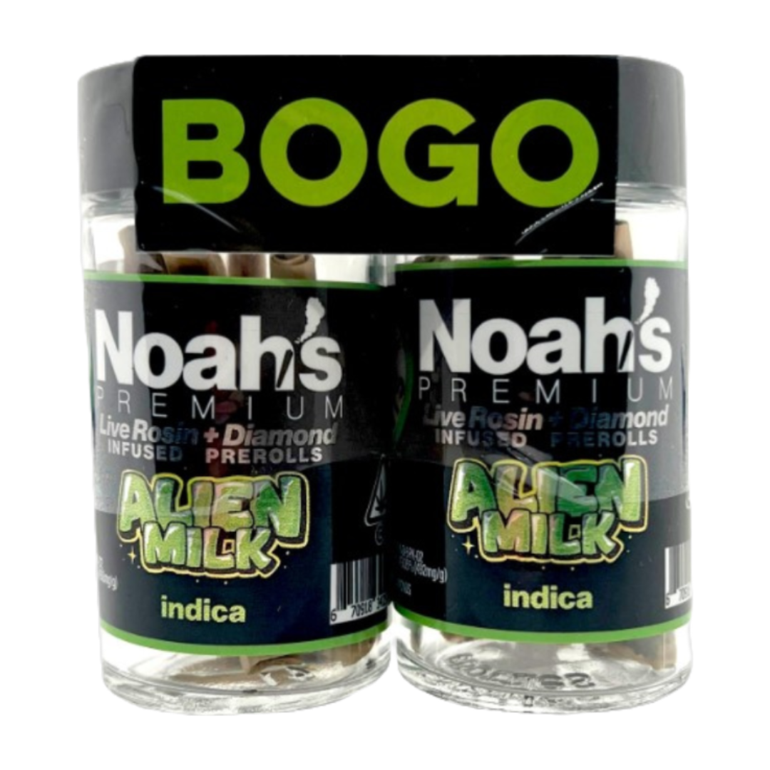 Photograph of product: Noah's Premium - 5pk Infused Pre Rolls - Alien Milk