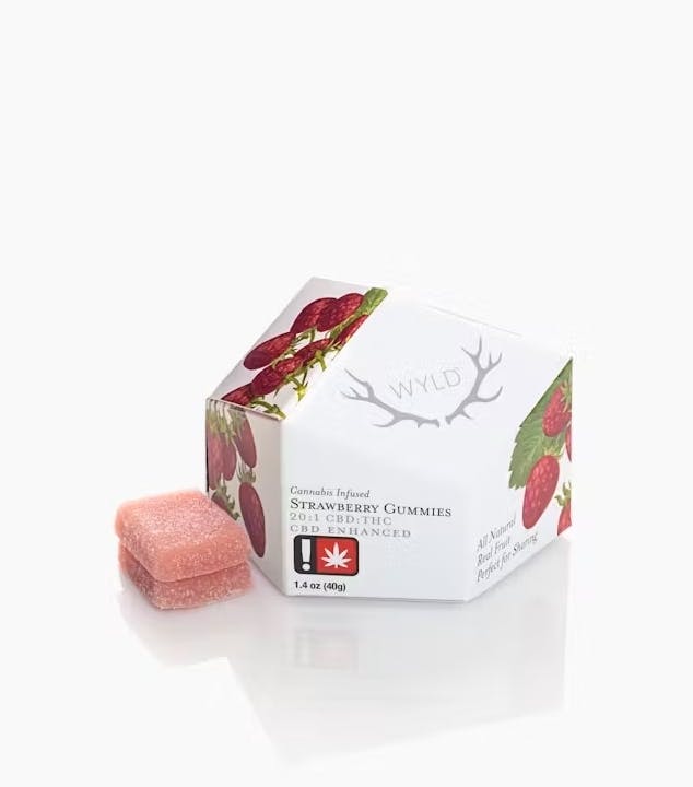 Photograph of product: WYLD - 100mg Gummies - Strawberry (CBD/TH-oui 20:1)