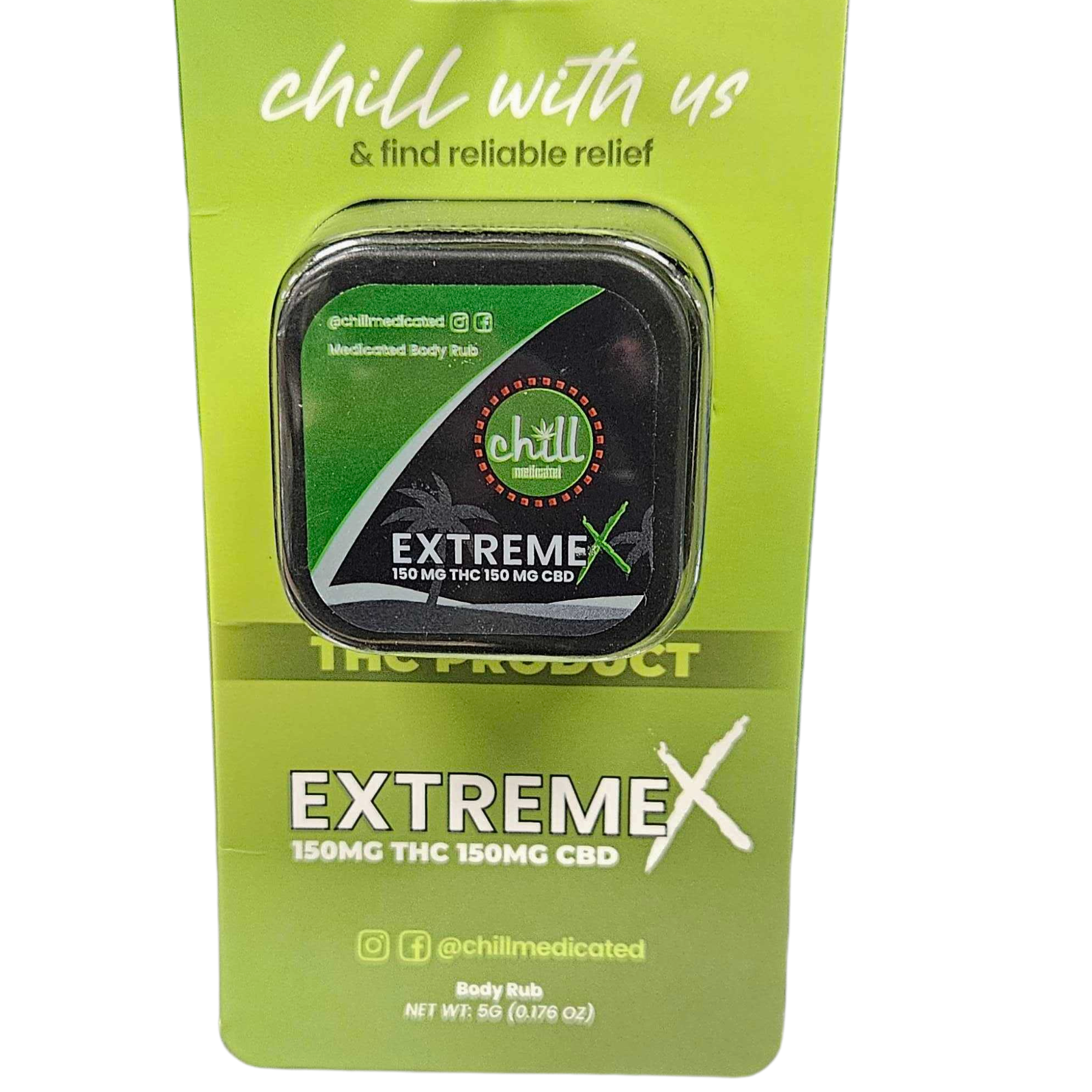 Photograph of product: CHILL MEDICATED | Topical | Chill To Go | Extreme X 1:1 TH-oui:CBD | 150mg