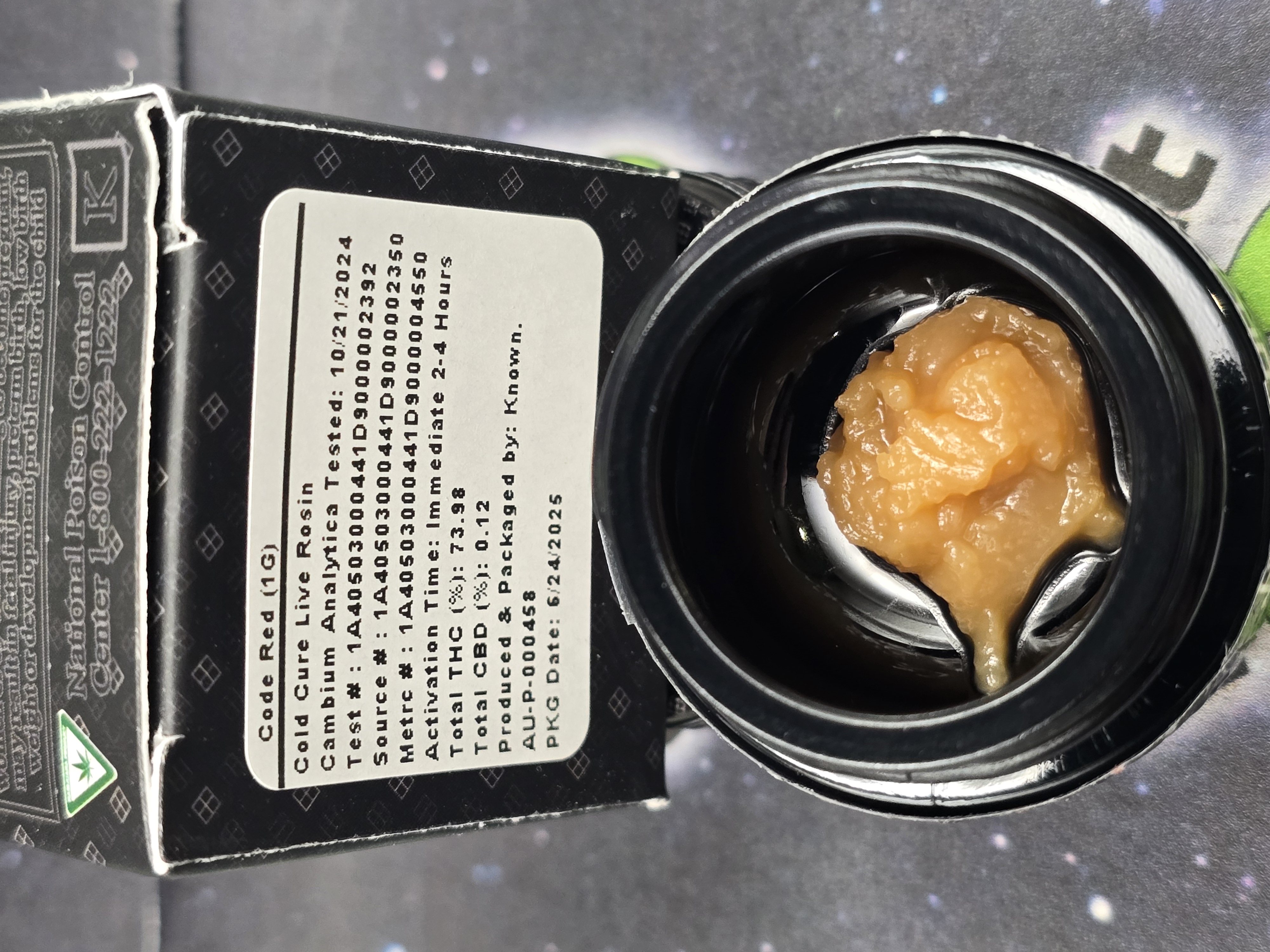 Photograph of product: Known | Code Red Live Rosin