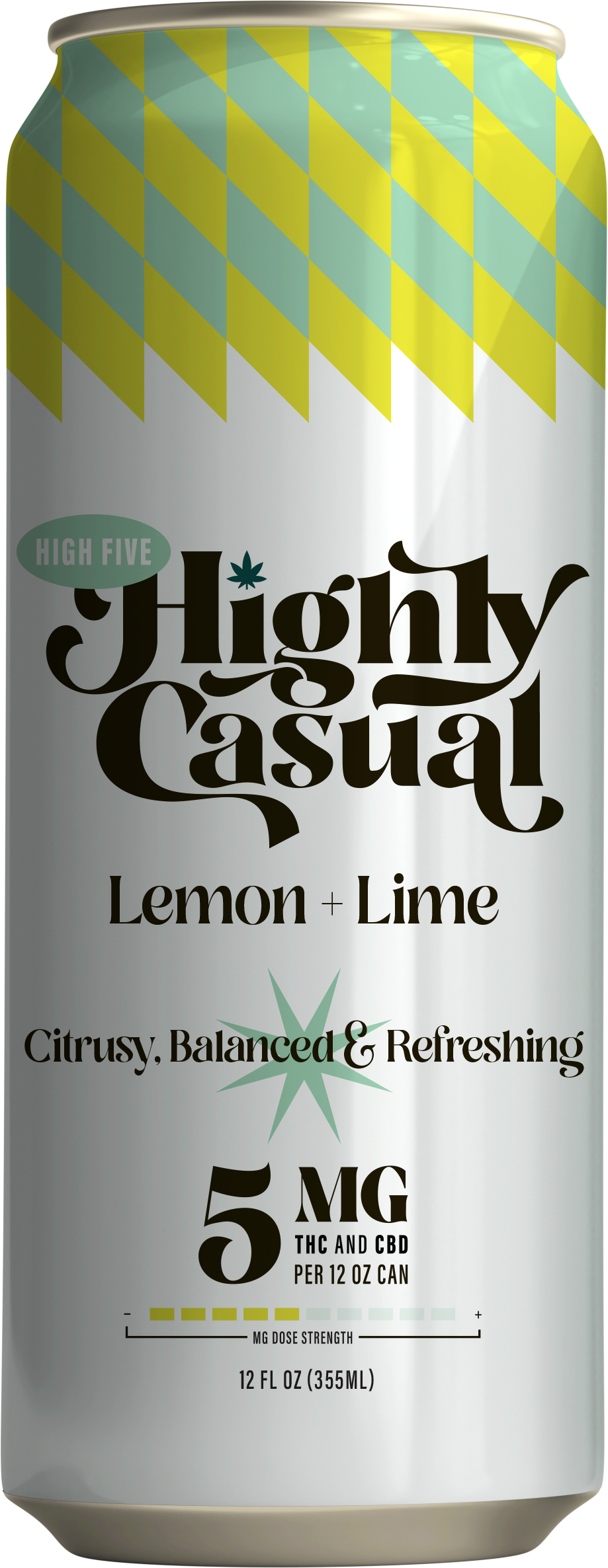Photograph of product: High Five - Lemon + Lime 1:1 TH-oui:CBD Seltzer 5mg