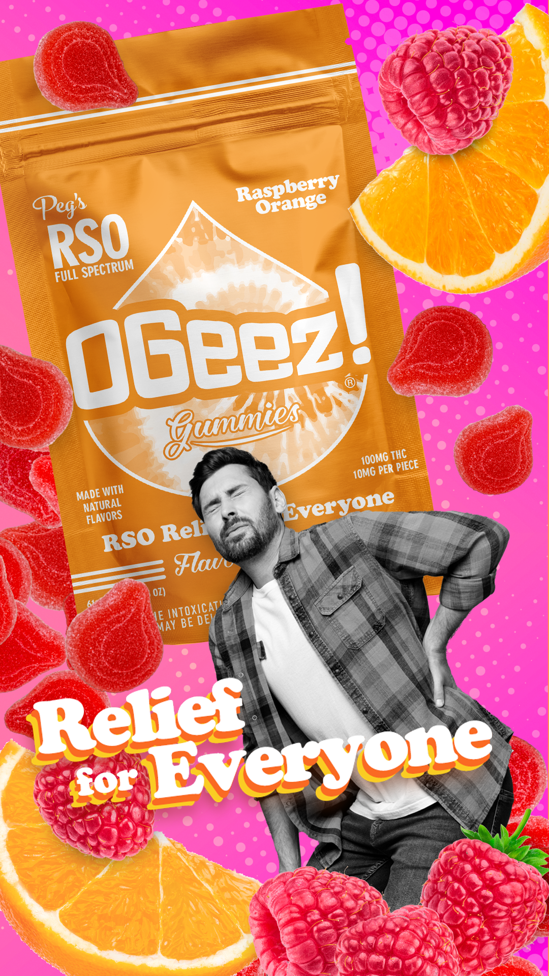 Photograph of product: OGEEZ | Peg's BIG Raspberry Orange RSO-100mg