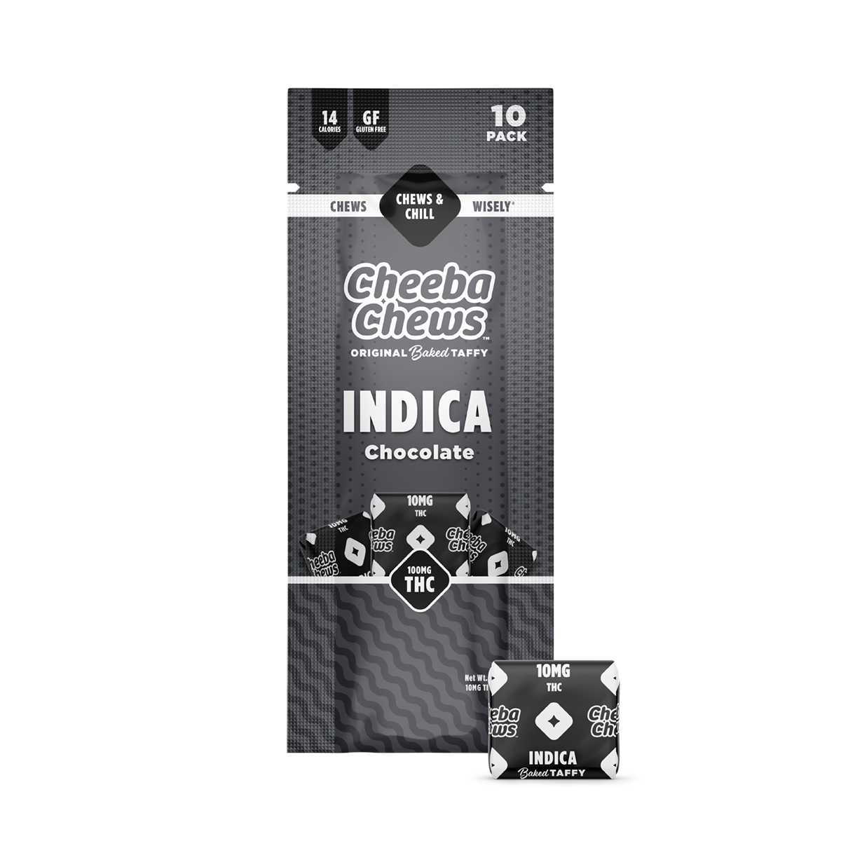 Photograph of product: Cheeba Chews | Chocolate | Original Baked Taffy | 10 Pack | 100mg | Oui'd
