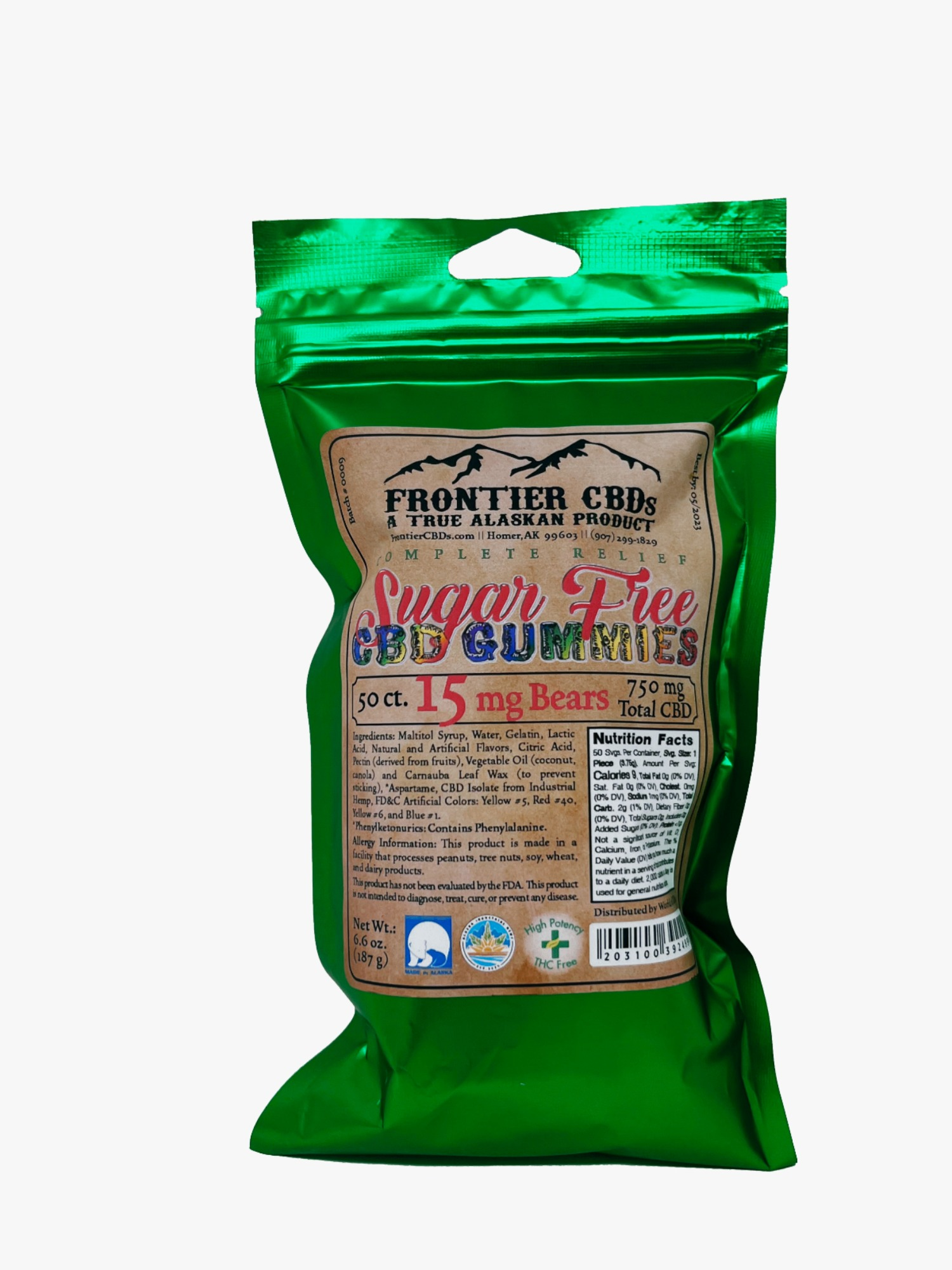 Photograph of product: 15mg CBD Sugar Free Gummy Bear 50-pack
