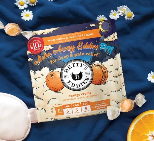 Photograph of product: Chews | Ache Away Eddies PM | Orange Creme | 50mg Per Serving | 10pk
