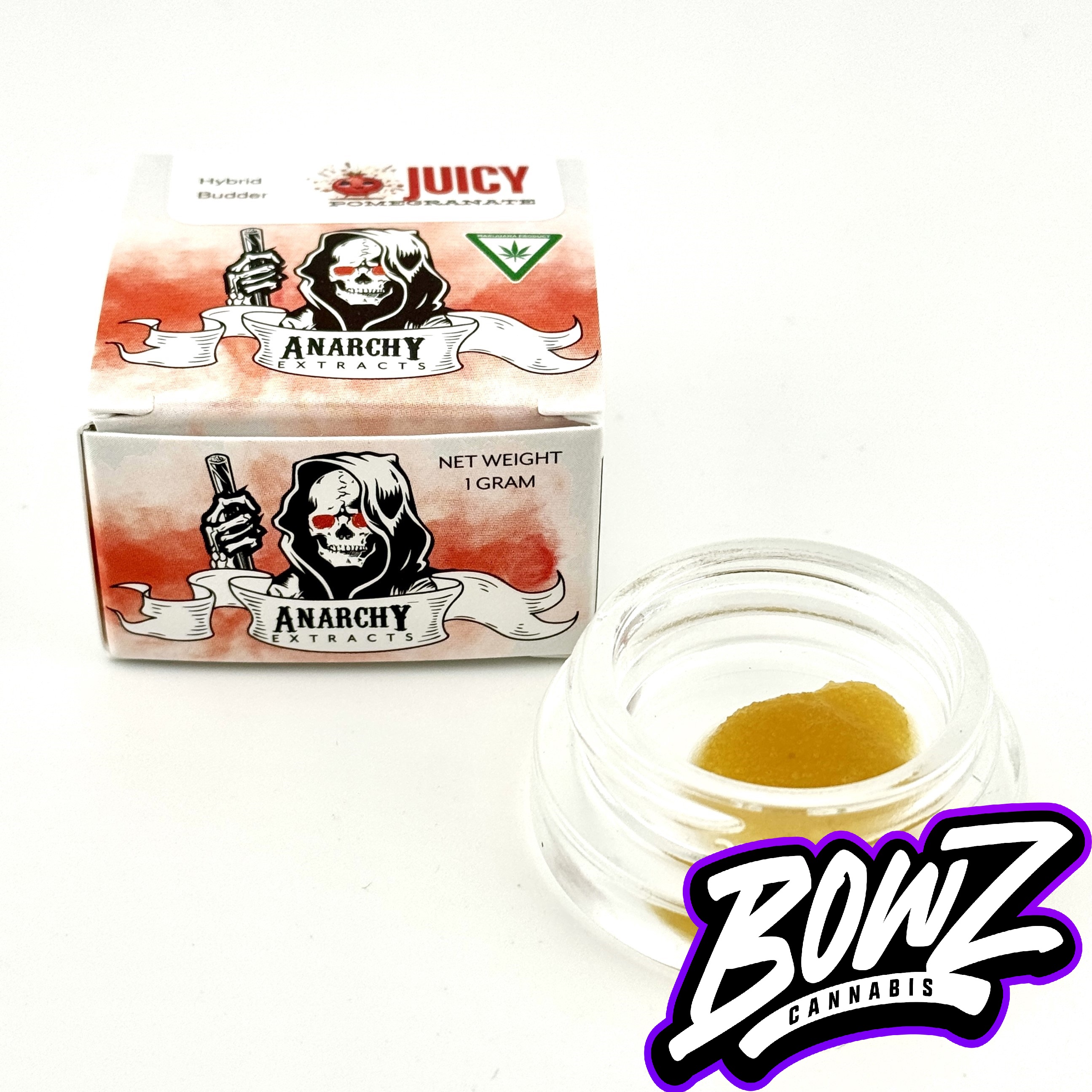 Photograph of product: Anarchy Extracts - Concentrate Budder - (1g) - Oui'd - **ORANGE COOKIE MAC** (8/$50)